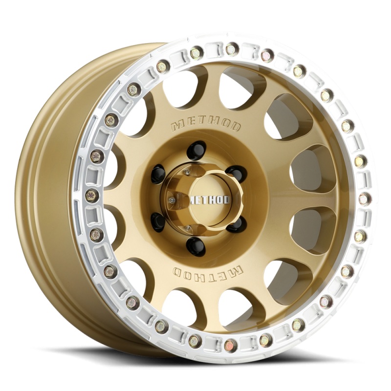 Method MR105 V3 Beadlock 17x9 -38mm Offset 5x5 71.5mm CB Gold Wheel w/ BH-H24125