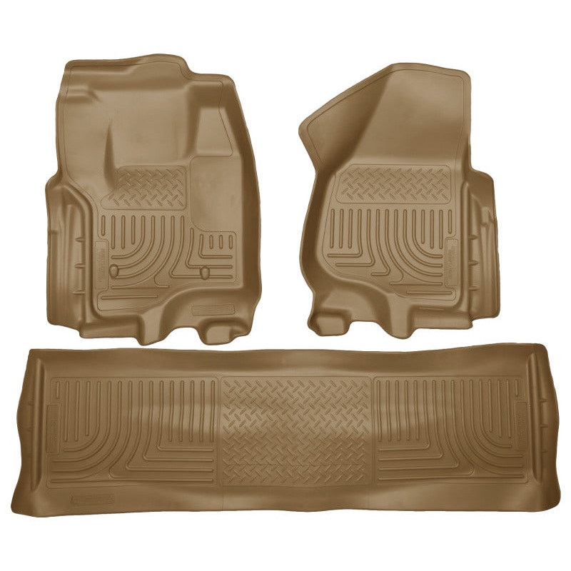 Husky Liners 2012.5 Ford SD Crew Cab WeatherBeater Combo Tan Floor Liners (w/o Manual Trans Case)