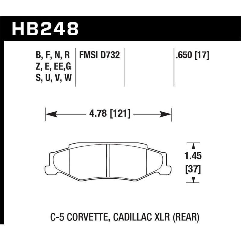 Hawk 97-12 Corvette/01-04 Z06/05-09 Z51 DTC-50 Race Rear Brake Pads