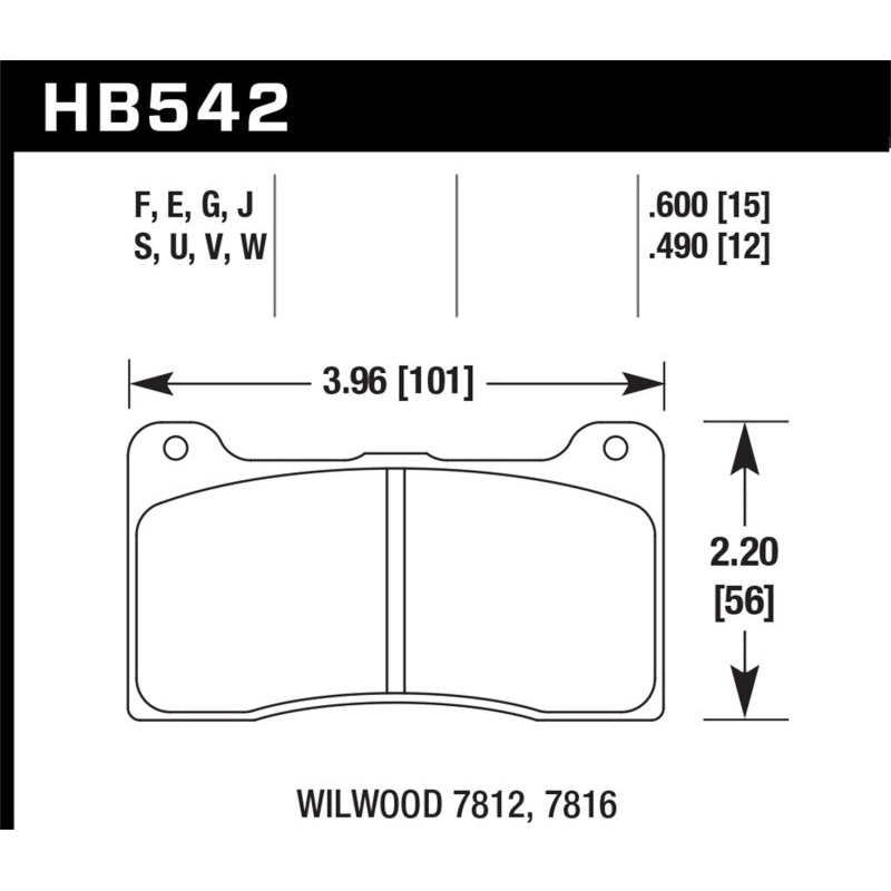 Hawk ER-1 Endurance Racing Brake Pads For Wilwood w/ Dynapro Lug Mount Caliper w/ Pad 7812/7816)