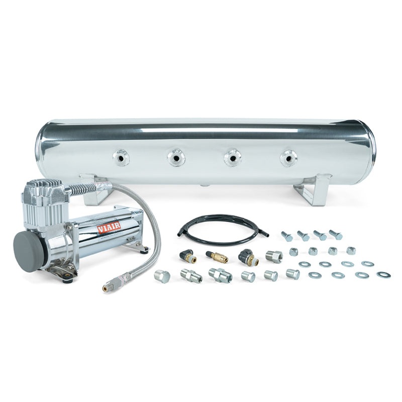 Air Lift 4 Gal. 7-Port Tank w/ Viair 444c Chrome Compressor (Incl. Fittings & Mounting Hardware)