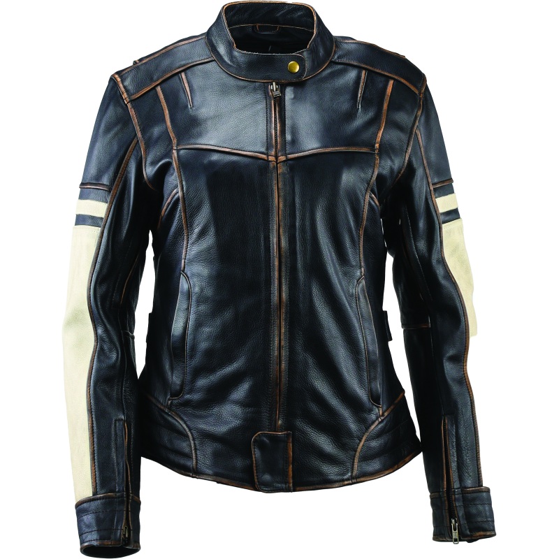 Kuryakyn Leather By River Road Dame Vintage Leather Jacket Black Womens - Small