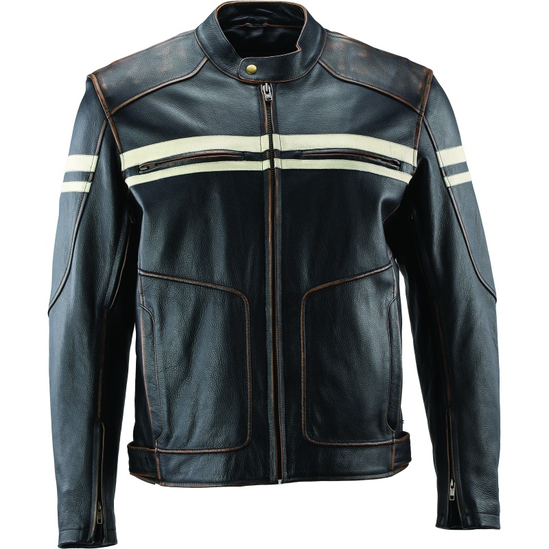 Kuryakyn Leather By River Road Hoodlum Vintage Leather Jacket Black - 2XL