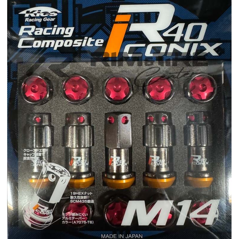 Project Kics R40 Iconix 14x1.50 Classical Lock & Lug Nuts 16+4 (Red Cap)