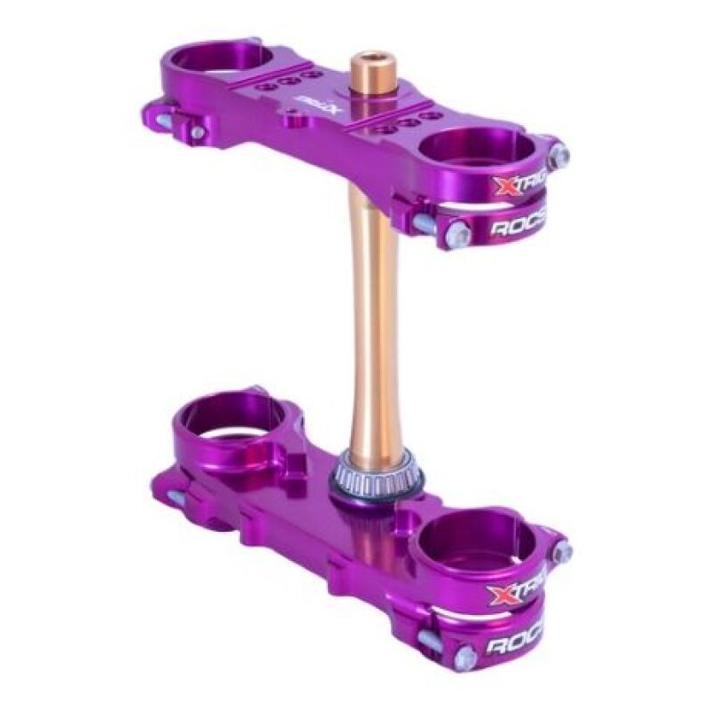 XTrig 2024 Yamaha YZ250F/ 23+ YZ450F ROCS Tech Triple Clamp 22 mm. Offset M12 - Purple