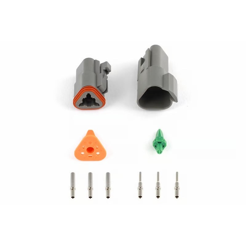 Haltech Matching Set of Deutsch DT-3 Connectors (DT06-3S + DT04-3P) - (13 Amp) Plug & Pins