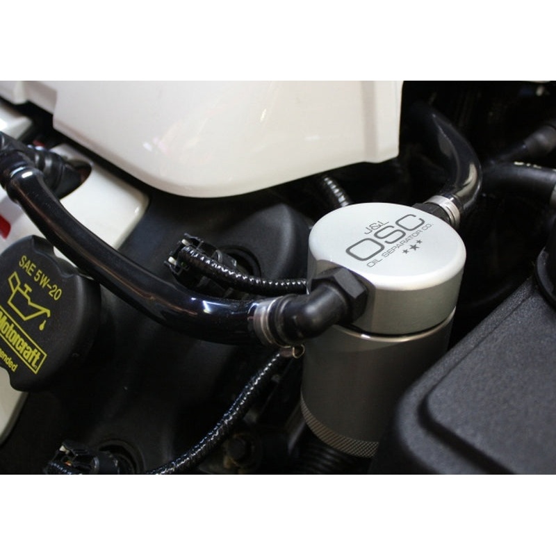 Clearance - J&L 2011-2017 Mustang GT; 2015-2020 GT350 Passenger Side Oil Separator 3.0 - Clear Anodized
