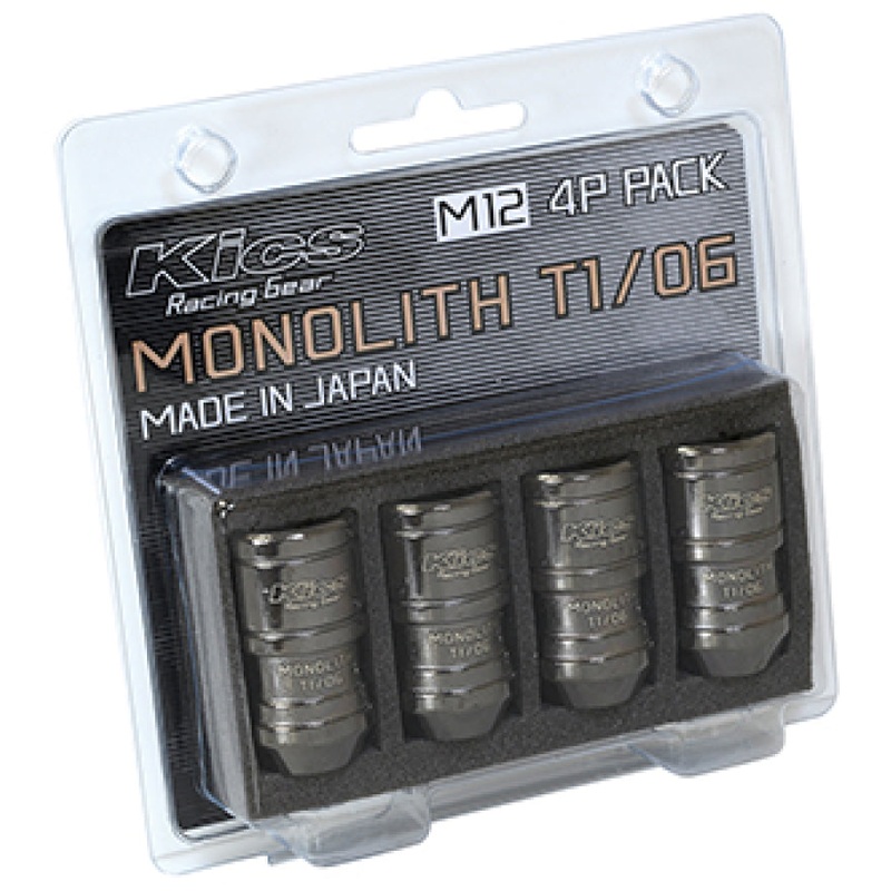 Project Kics 12 x 1.25 Glorious Black T1/06 Monolith Lug Nuts - 4 Pcs