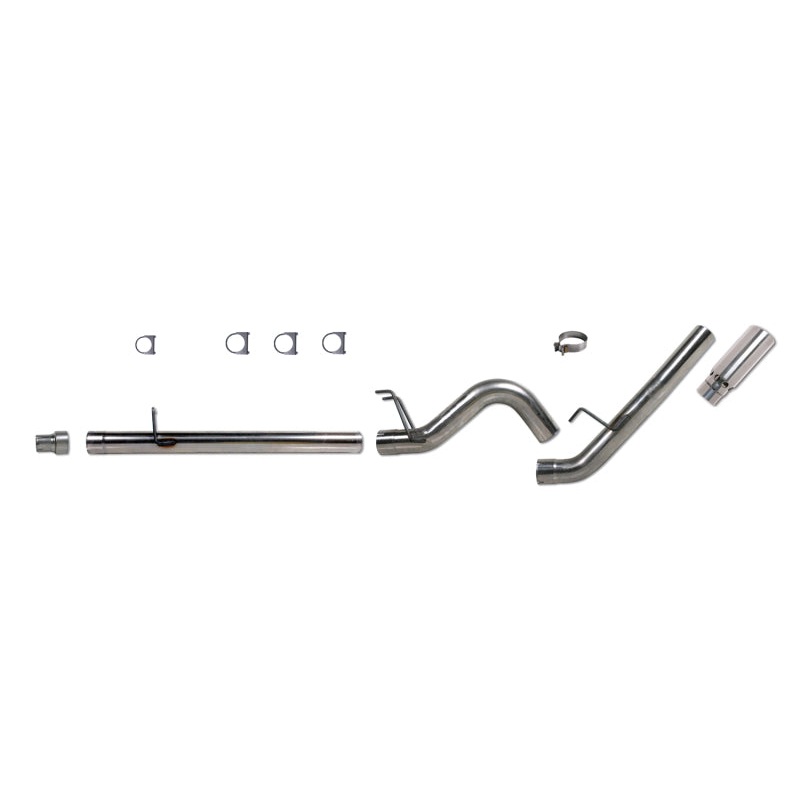 Diamond Eye KIT 4in DPF-BACK SGL SS 08-09 6 4L F250/F350 PCKGD BX46X14X14OD EL-PL 44inX13 5inX13 5in