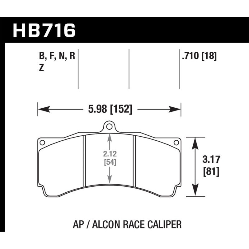 Hawk AP Racing/Alcon Universal DTC-70 Race Brake Pads