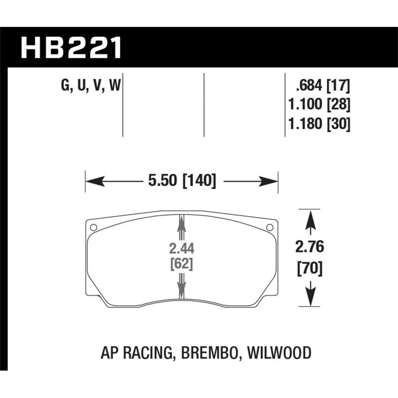 Hawk AP Racing/Wilwood ER-1 Motorsport Brake Pads