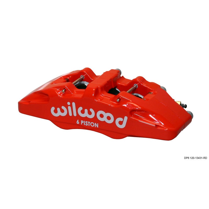 Wilwood Caliper-Forged Dynapro 6 5.25in Mount-Red-L/H 1.62/1.38in/1.38in Pistons .38in Disc