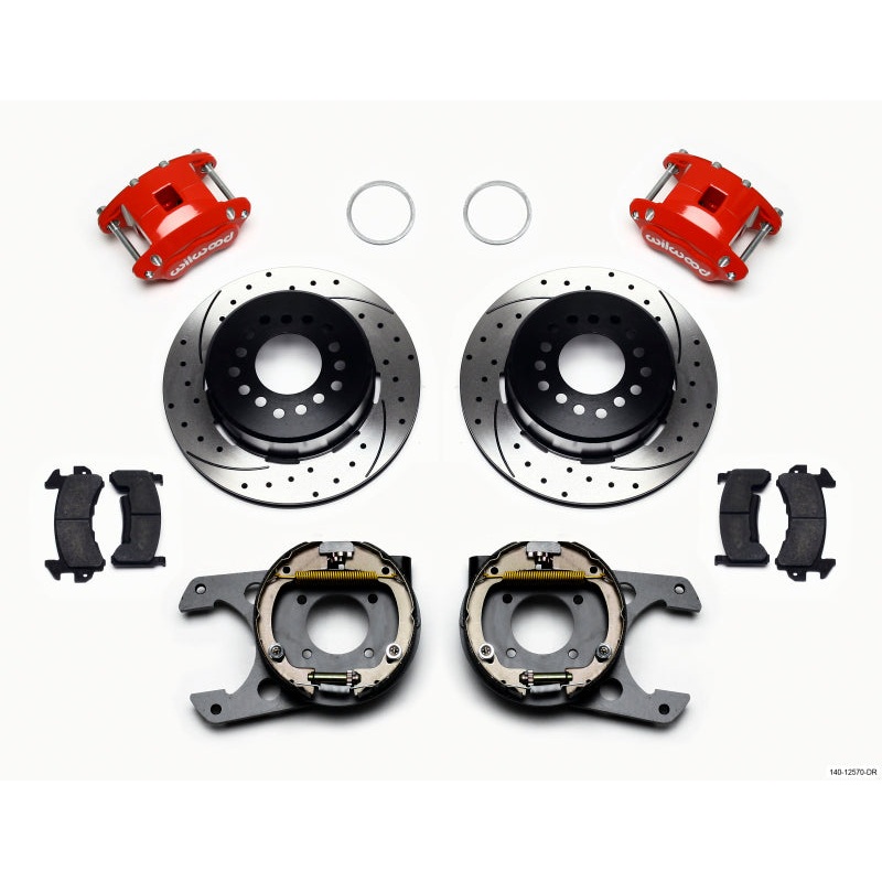 Wilwood D154 P/S P-B Kit Drilled-Red 12 Bolt 2.75in offset Staggered Shock