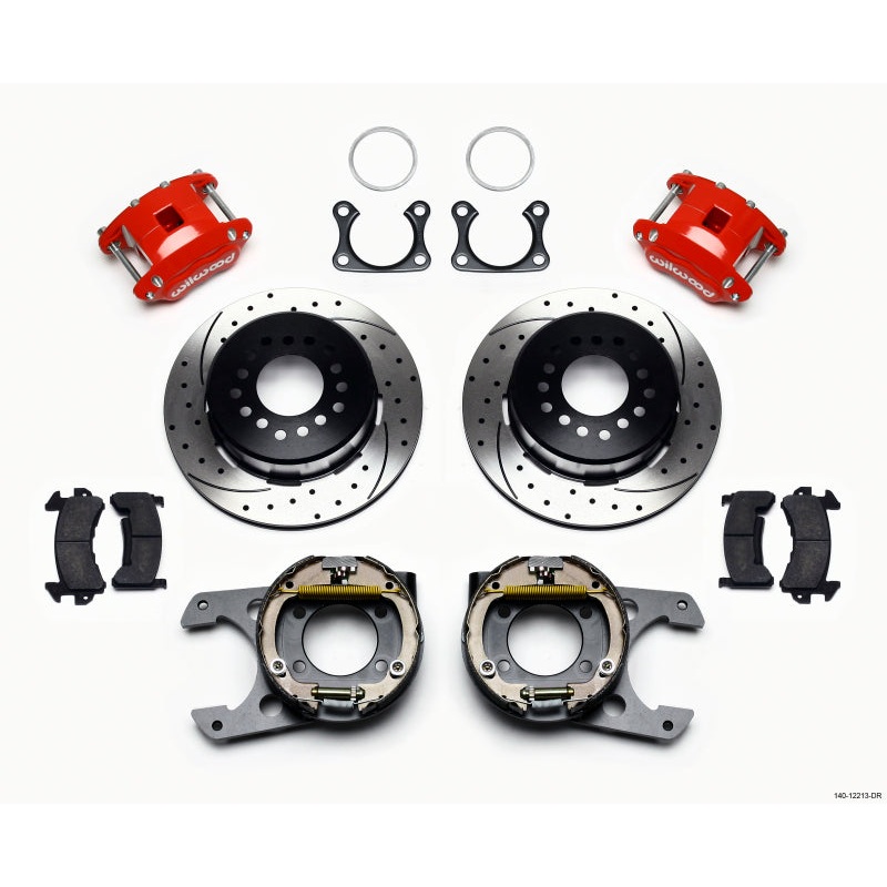 Wilwood D154 P/S P-B Kit Drilled-Red Big Ford 2.36in Offset