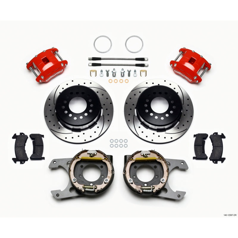 Wilwood D154 P/S P-B Kit Drilled-Red Jeep Dana 35 2.56 Off 5-lug w/ lines