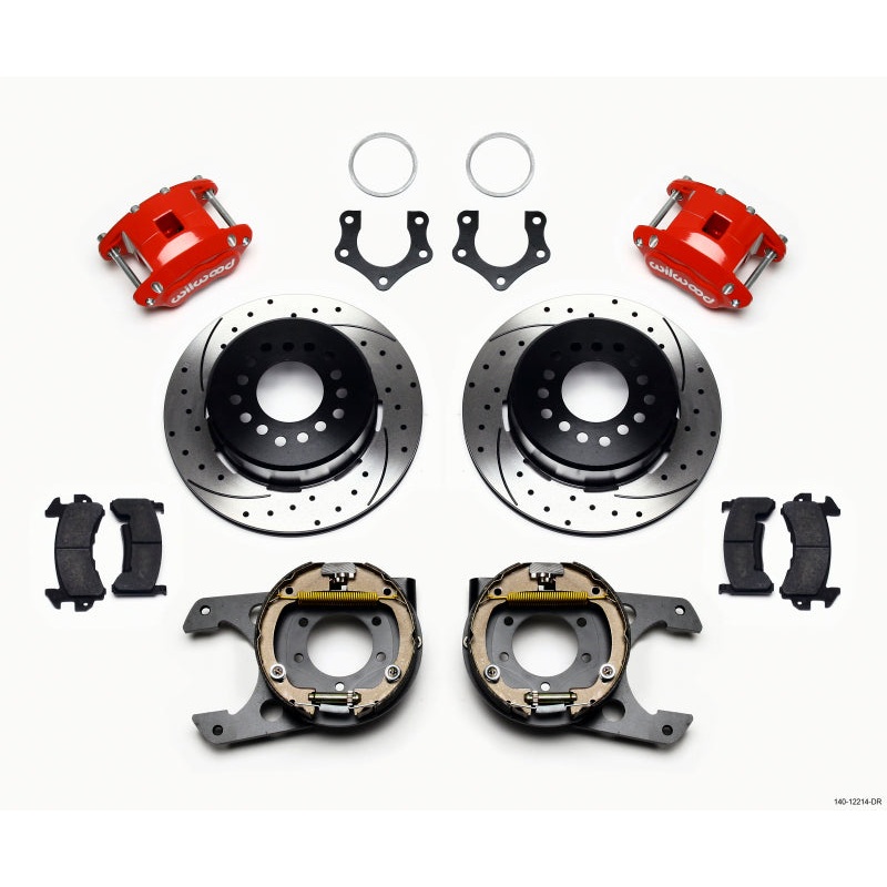 Wilwood D154 P/S P-B Kit Drilled-Red Mopar/Dana 2.36in Off w/Snap Ring Brng