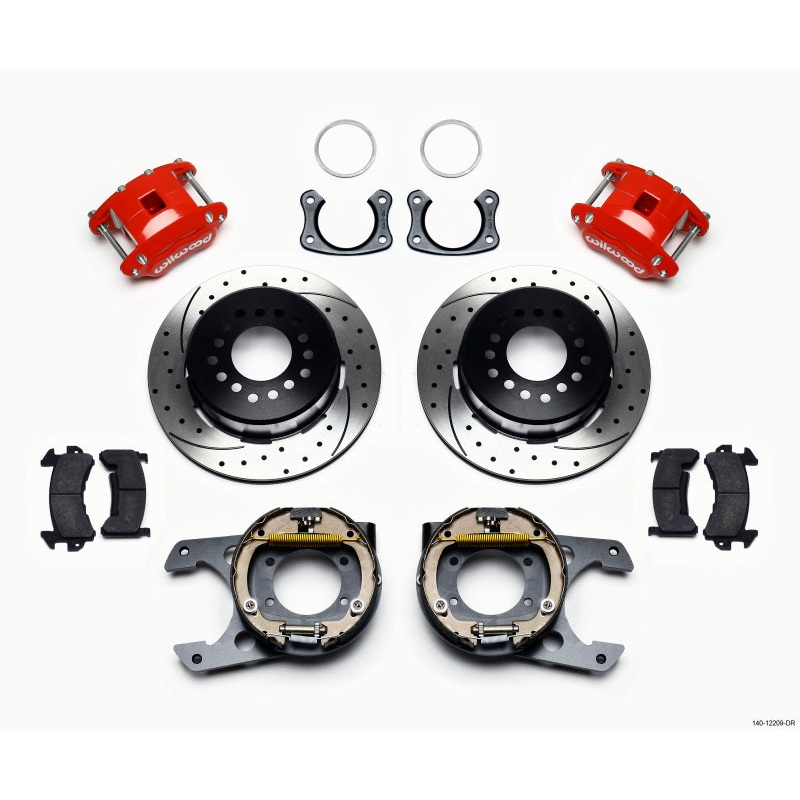 Wilwood D154 P/S P-B Kit Drilled-Red New Big Ford 2.50in Offset