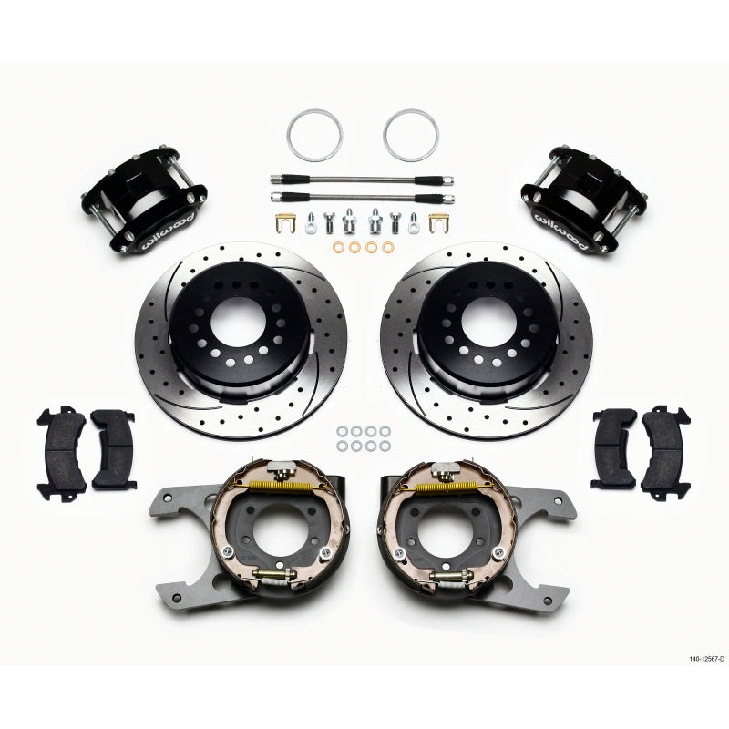 Wilwood D154 P/S Park Brake Kit Drilled Jeep Dana 35 2.56 Off 5-lug w/ lines
