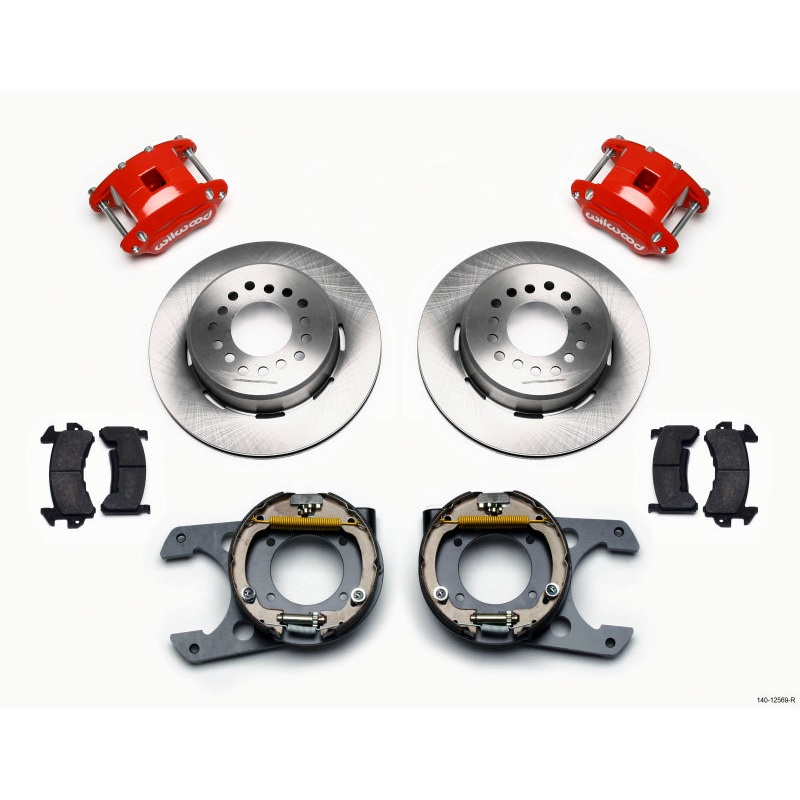 Wilwood D154 P/S Park Brake Kit Red Chevy C-10 2.42 Offset 5-lug