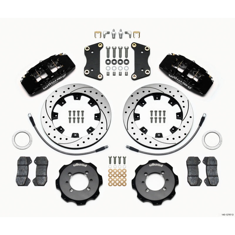 Wilwood Dynapro 6 Front Hat Kit 12.19in Drilled 2012 Fiat 500 w/ Lines