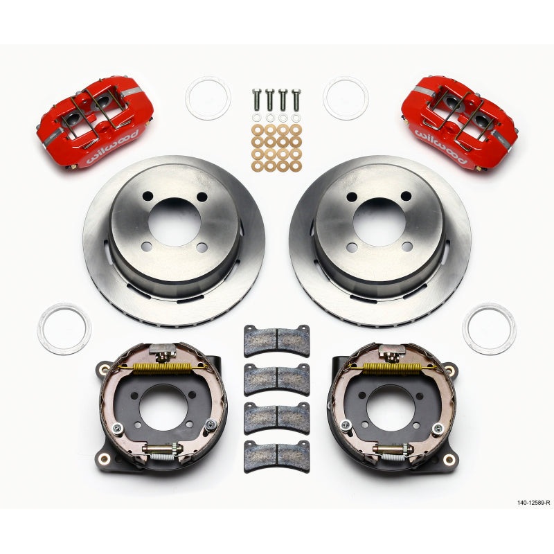 Wilwood Dynapro Low-Profile 11.00in P-Brake Kit - Red Ford 7.5in Rear 2.80 Offset - 4-Lug