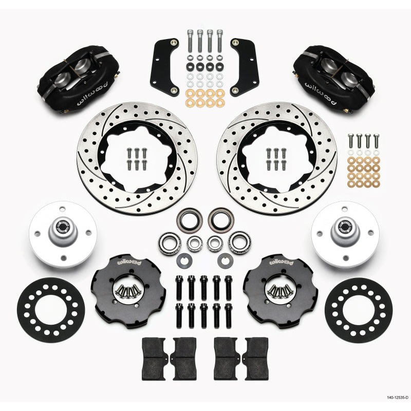 Wilwood Forged Dynalite Front Kit 10.75in Drilled Red 64-65 Mustang 6 Cylinder 4-lug