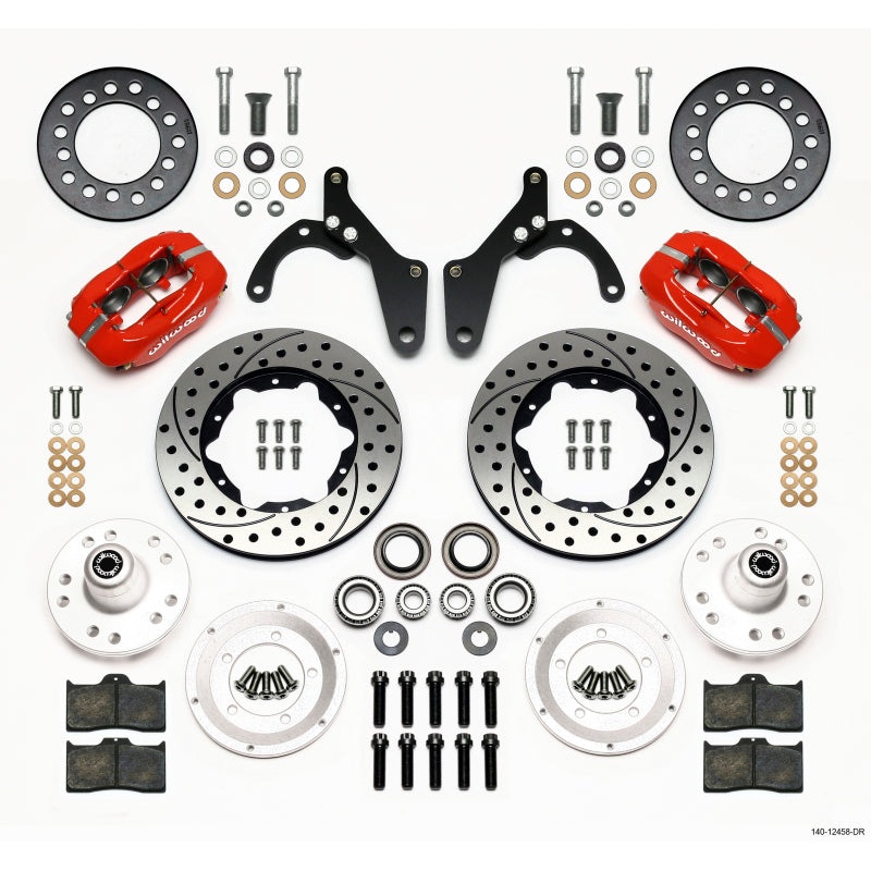 Wilwood Forged Dynalite Front Kit 11.00in Drill-Red 59-64 Chevy Impala / 63-64 Corvette