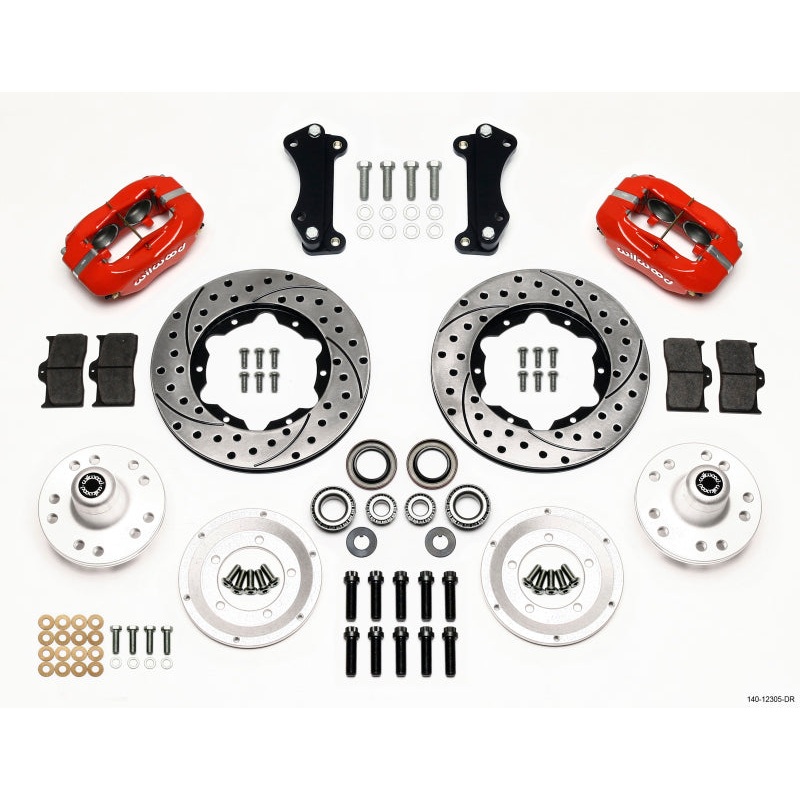 Wilwood Forged Dynalite Front Kit 11.00in Drill-Red Heidts Tri -5 2 inch Drop Spindle