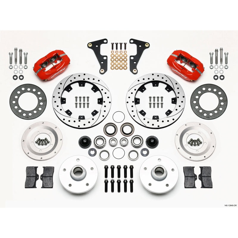 Wilwood Forged Dynalite Front Kit 11.75in Drilled Red 41-55 Cadillac