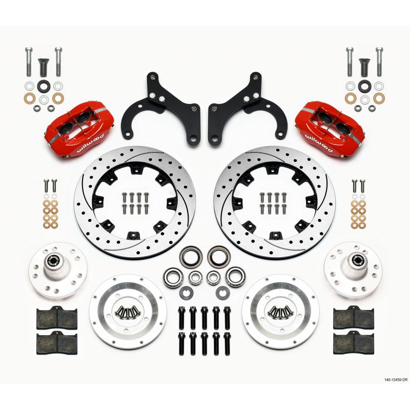 Wilwood Forged Dynalite Front Kit 12.19in Drilled Red 59-64 Chevy Impala / 63-64 Corvette