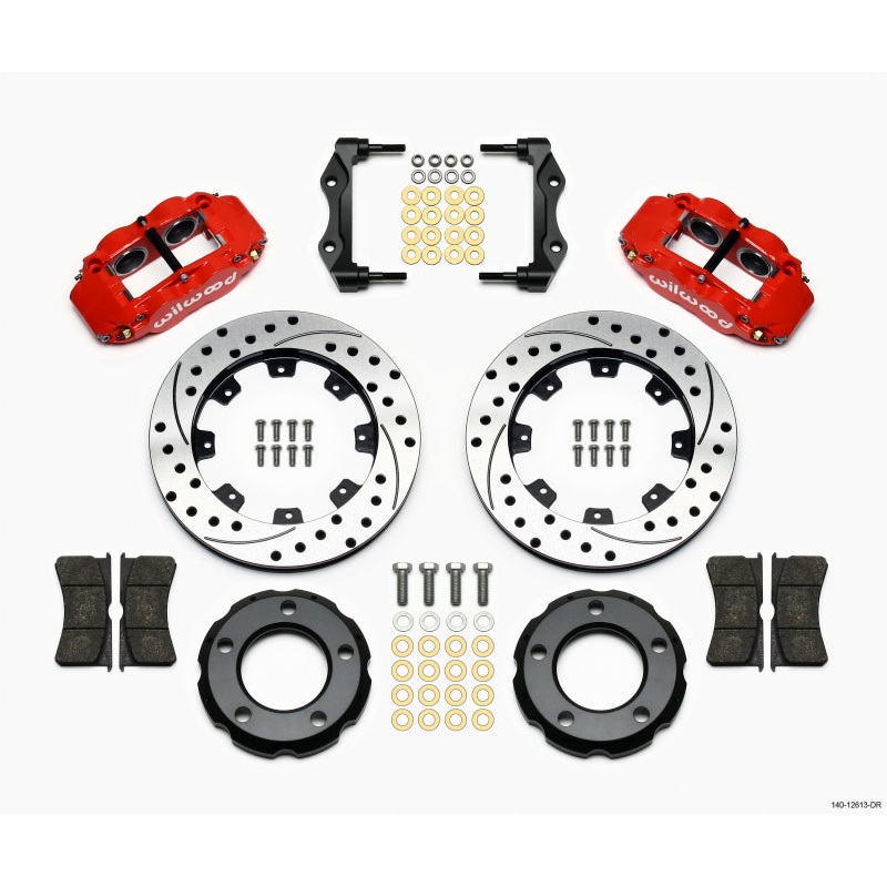 Wilwood Narrow Superlite 4R Front Kit 12.19in Drilled Red 82-86 Jeep CJ