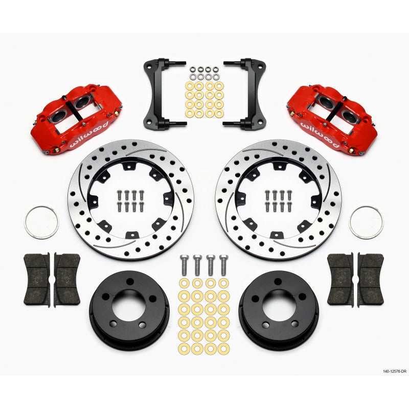 Wilwood Narrow Superlite 4R Front Kit 12.19in Drilled Red 87-89 Jeep YJ