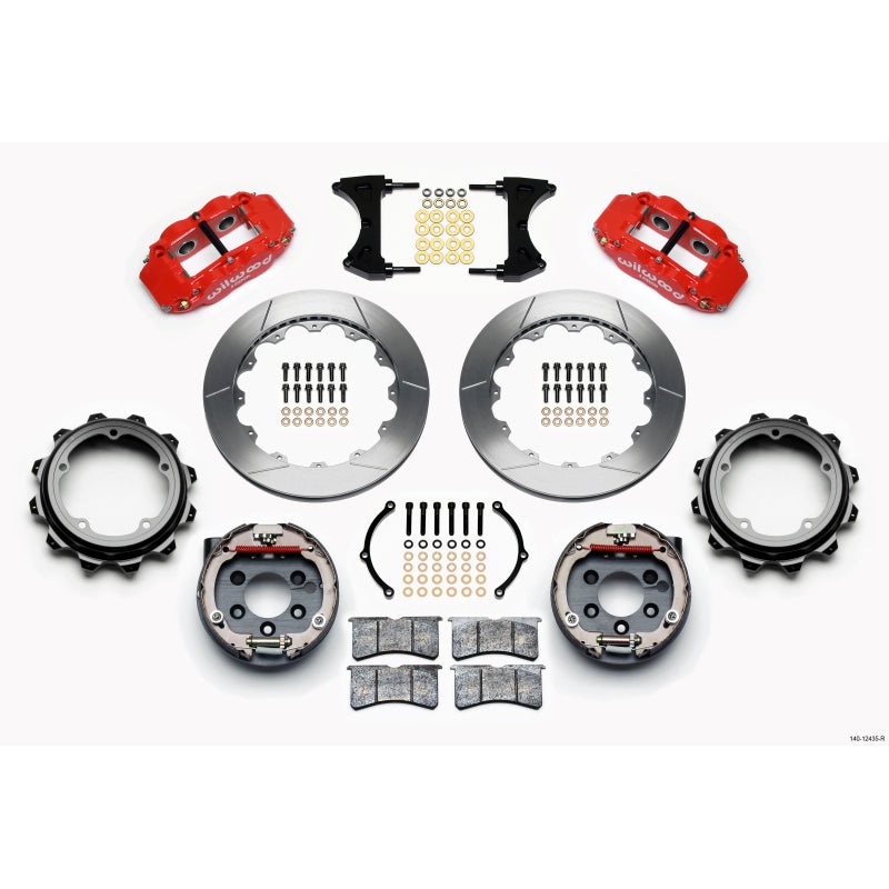 Wilwood Narrow Superlite 4R Rear P-Brk Kit 12.88in Red Strange Eng Floater 3.49in Offset