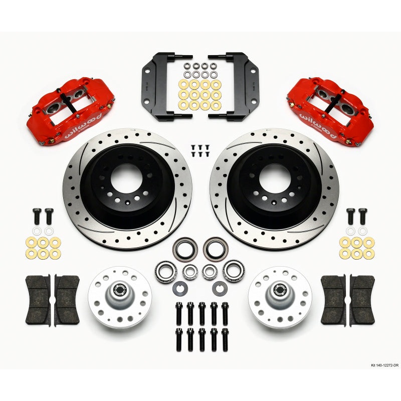 Wilwood Narrow Superlite 6R Front Hub & 1PC Rtr Kit 12.88in Dril -Red Magnum Force Drop Spindle