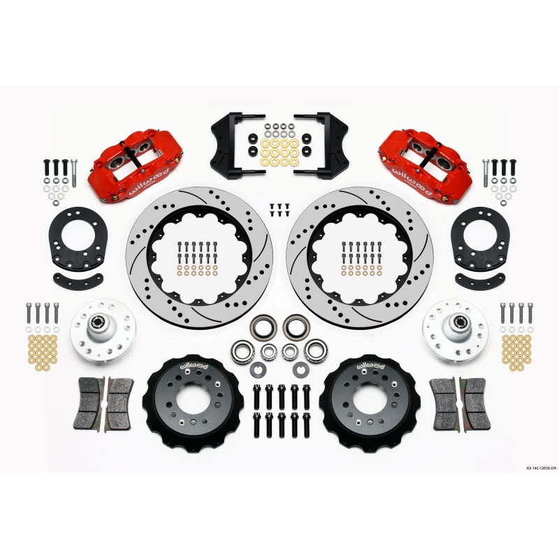 Wilwood Narrow Superlite 6R Front Hub Kit 14.00in Drill Red 1965-1969 Mustang Drum Spindle