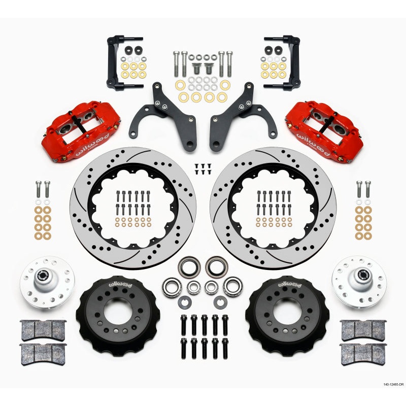 Wilwood Narrow Superlite 6R Front Hub Kit 14.00in Drill Red 59-64 Chevy Impala / 63-64 Corvette