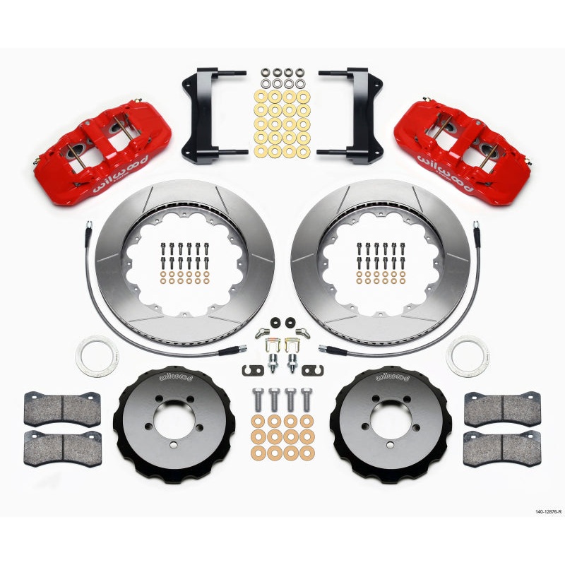 Wilwood AERO6 Front Hat Kit 14.00 Red 1999-2012 Subaru WRX w/Lines