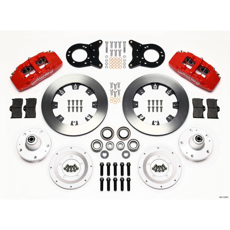 Wilwood Dynapro 6 Front Hub Kit 12.19in Red 1965-1969 Mustang Disc & Drum Spindle