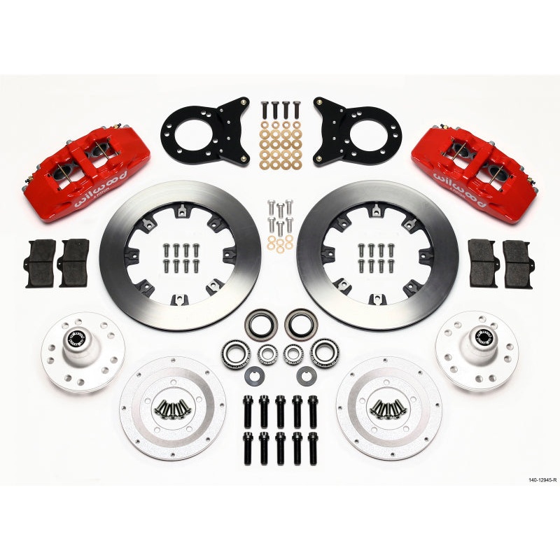 Wilwood Dynapro 6 Front Hub Kit 12.19in Red 1970-1973 Mustang Disc & Drum Spindle
