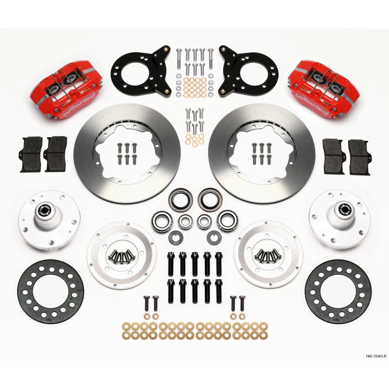 Wilwood Dynapro Dust-Boot Front Kit 11.00in Red 1965-1969 Mustang Disc & Drum Spindle