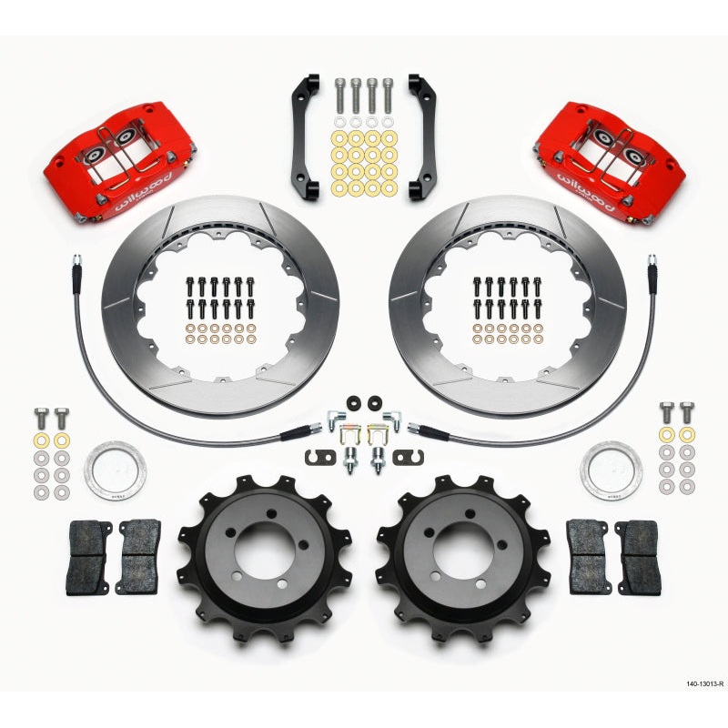 Wilwood Dynapro Radial Rear Kit 12.88in Red 2006-2007 Subaru WRX w/Lines