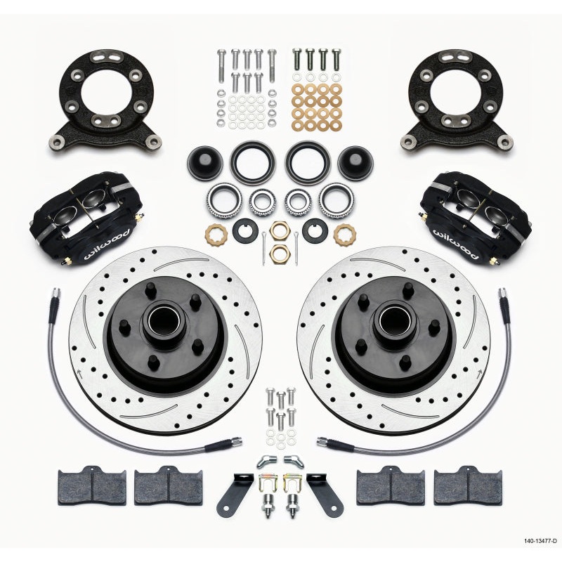 Wilwood Forged Dynalite-M Front Kit 11.30in 1 PC Rotor&Hub-Drill 70-73 Mustang Disc & Drum Spindle