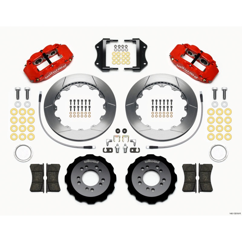 Wilwood Narrow Superlite 6R Front Hat Kit 12.88in Red 2013-Up Ford Focus ST w/ Lines