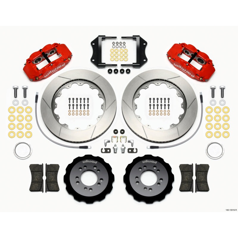 Wilwood Narrow Superlite 6R Front Hat Kit 14.00in Red 2013-Up Ford Focus ST w/ Lines