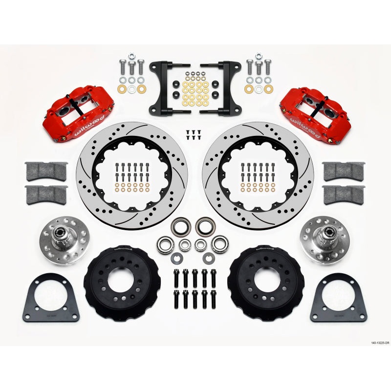 Wilwood Narrow Superlite 6R Front Hub Kit 14.00in Drill Red TCI-IFS 71-78 (Pinto Based)