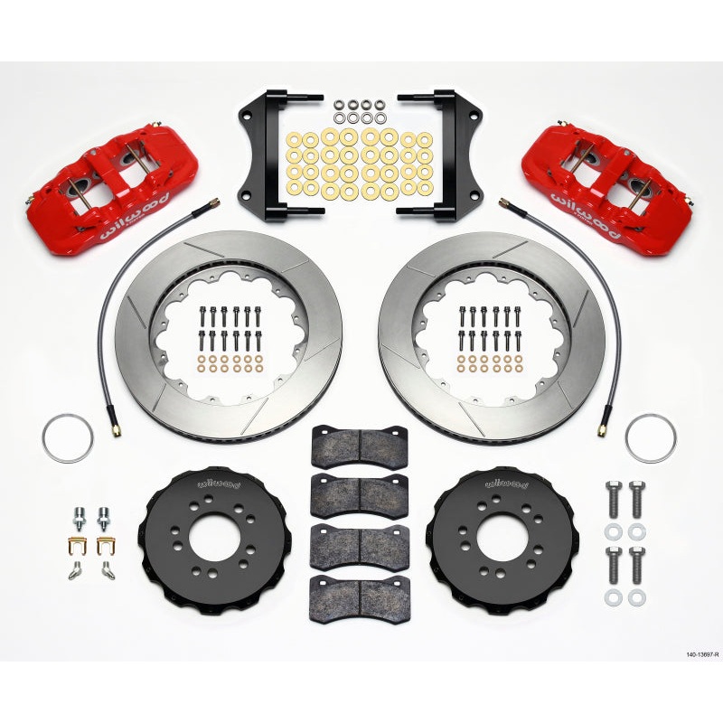 Wilwood AERO6 Front Hat Kit 14.25 Red 2014-Up Corvette C7 w/Lines