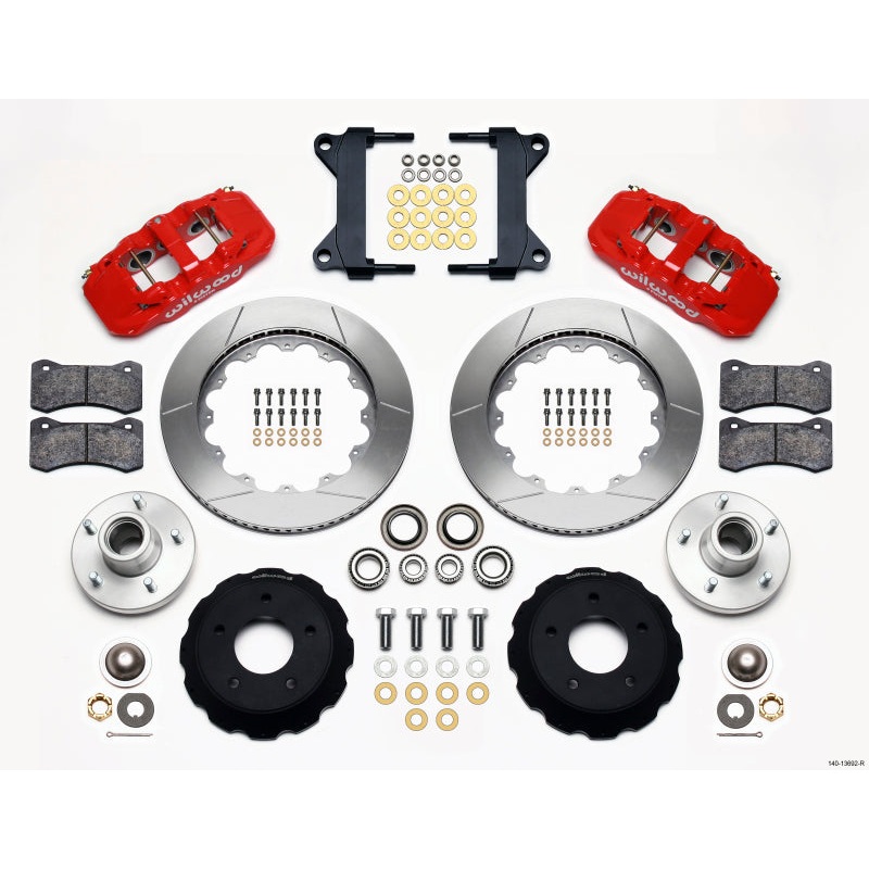Wilwood AERO6 Front Hub Kit 14.00-Red Chevy C-10 60-87 CPP Drop Spindle