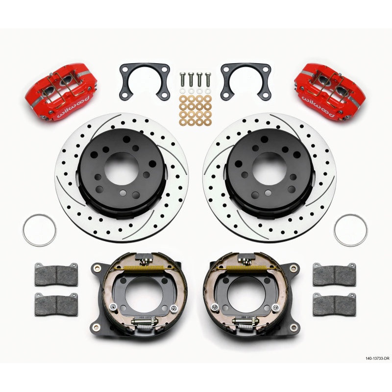 Wilwood Dynapro Lug Mount P/S Park Brake Kit Drilled Red Big Ford 2.00in Off Bronco 5 x 5.50