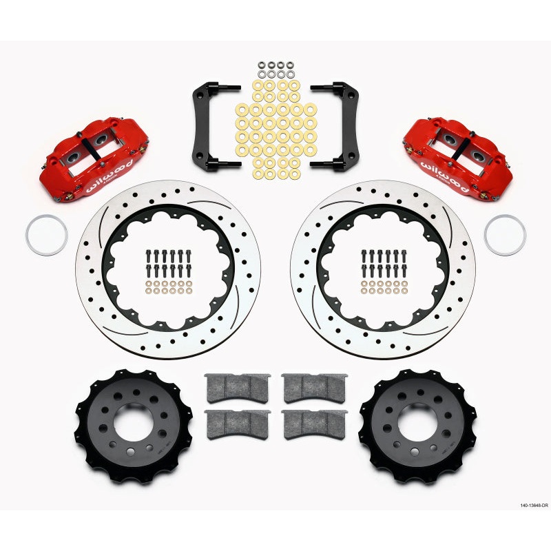 Wilwood Narrow Superlite 4R Rear Kit 14.00in Drilled Red Morrison Multilink IRS (10-15 Camaro Based)
