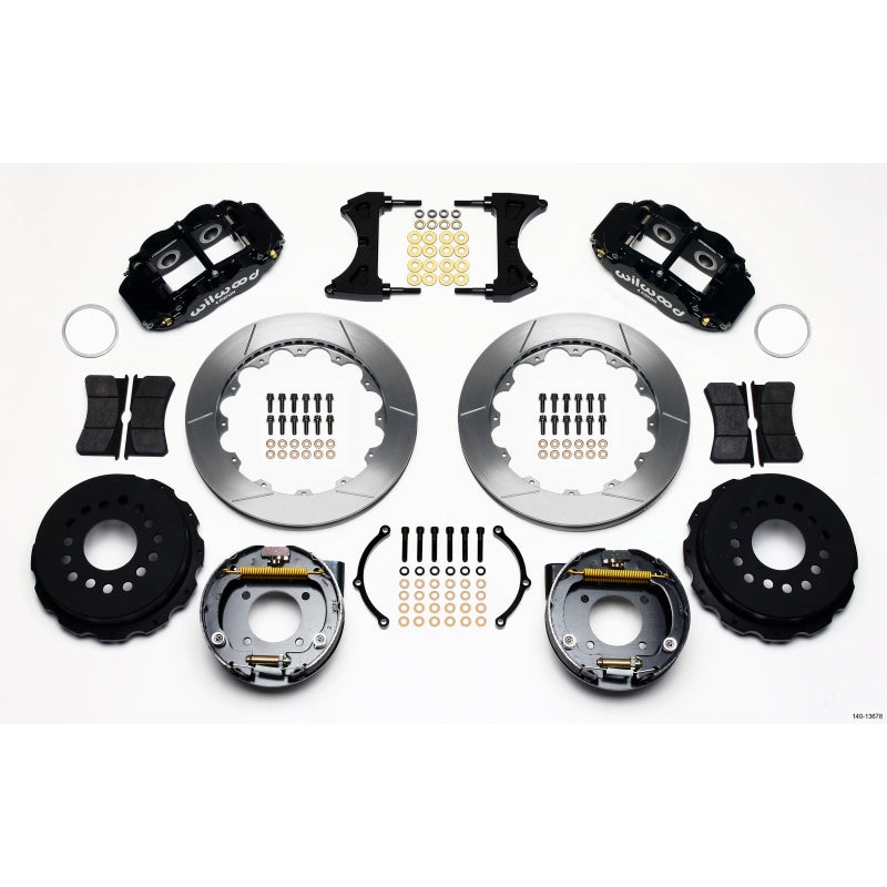 Wilwood Narrow Superlite 4R Rear P-Brk Kit 12.88in Chevy 12 Bolt w/ C-Clips 2.75in Off Stag Mount